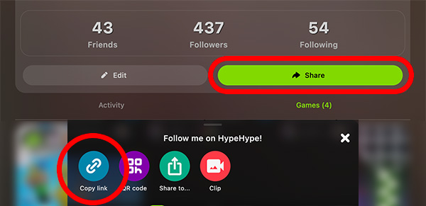 HypeHype Share Links